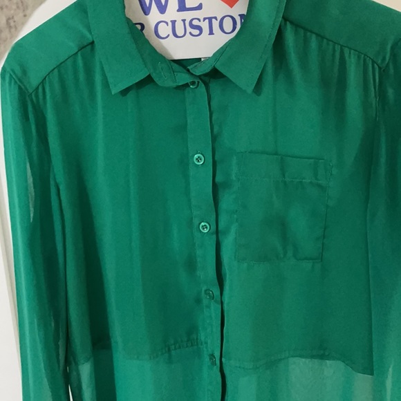 Free people green long sleeve button up - Picture 3 of 6